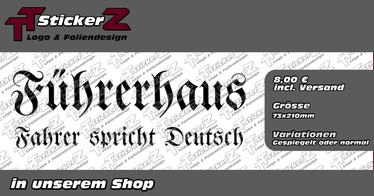 Führerhaus Fahrer spricht Deutsch TT StickerZ